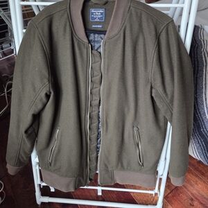 Abercrombie & Fitch Olive Green Bomber Jacket Rare Italian Fabric